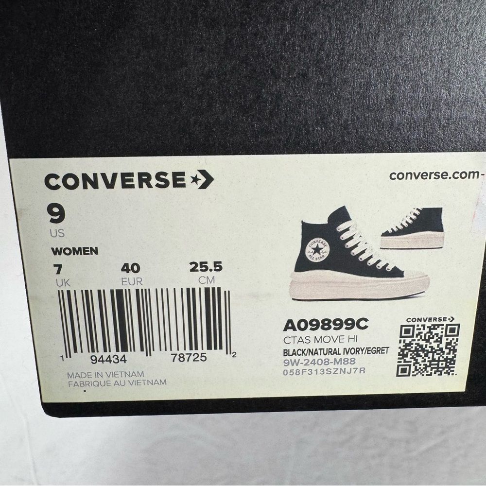 Converse CTAS Move Hi Platform Sneakers Black Natural Ivory Egret Women Size 9 - Picture 13 of 13